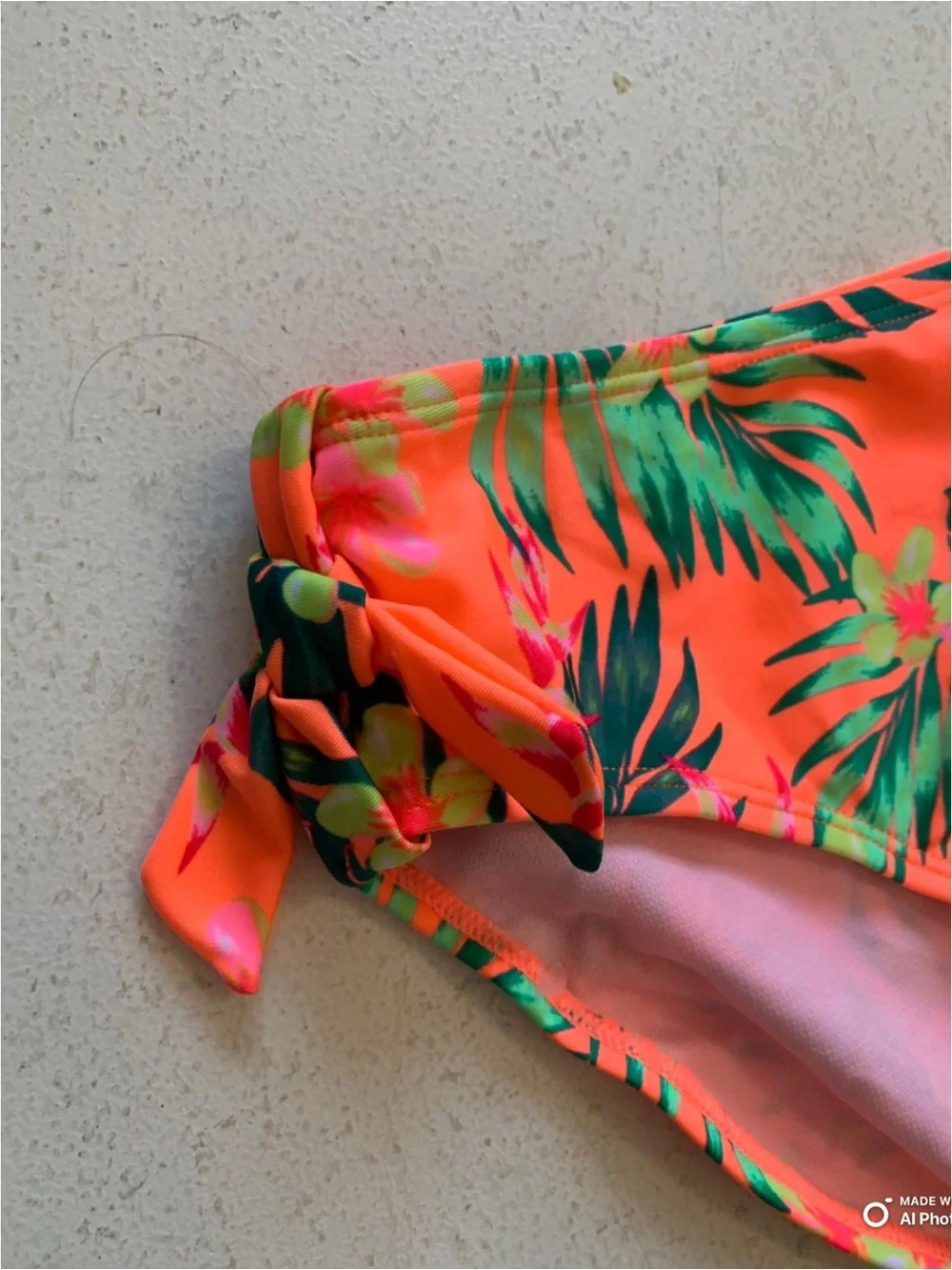 Art Class Girls Neon Orange Tropical Floral Bikini Set Size XL NWT Beach